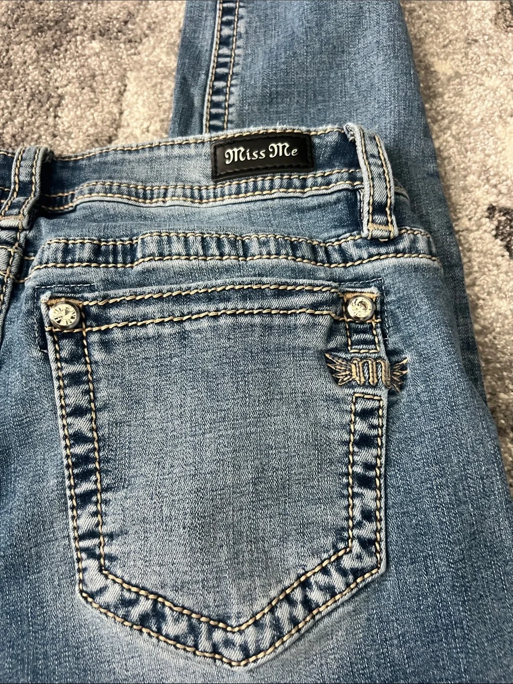Miss Me Light-Mid Blue Size 32 Skinny Jeans - Picture 8 of 14